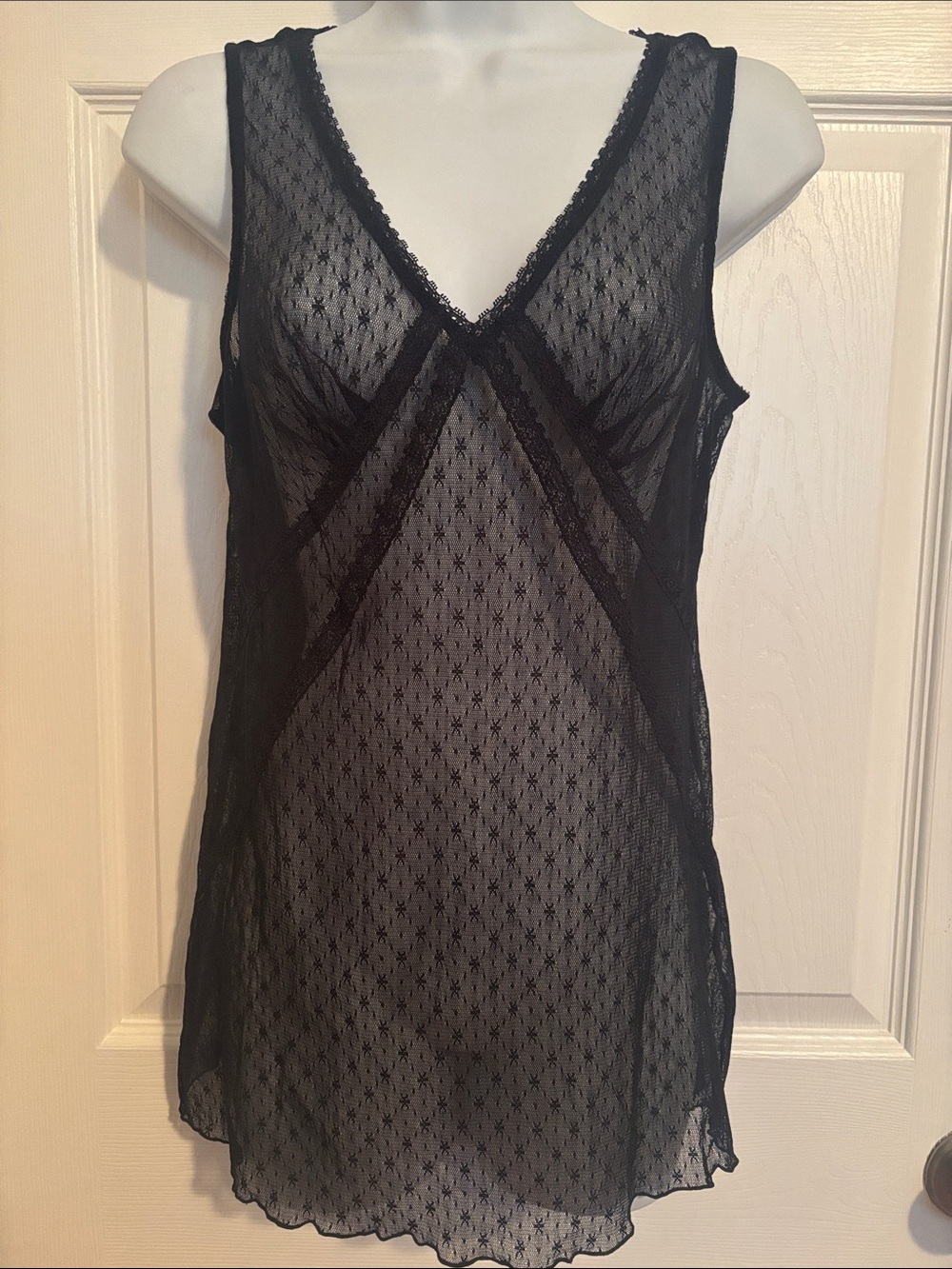 Express Black Sheer Lace V-Neck Sleeveless Top